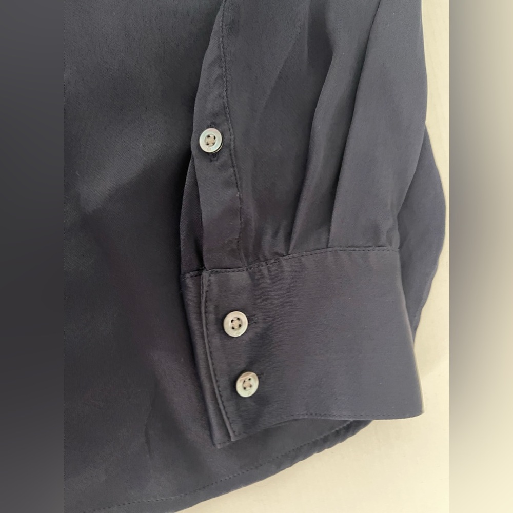 3.1 Phillip Lim Long Sleeve Navy Blue Wrap Blouse Sz 0 - Picture 8 of 16